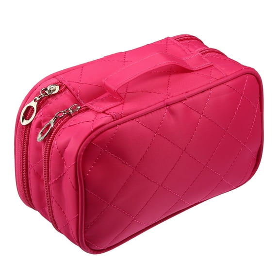 Unique Bargains Cosmetic Bag Travel Makeup Bag Cosmetic Brush Organizer Storage Bag for Women Rose Red 7.87"x4.72"x3.15"
