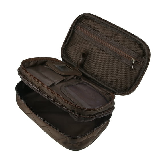 Unique Bargains Floral Makeup Bag Zipper Flower Cosmetic Pouch Brown