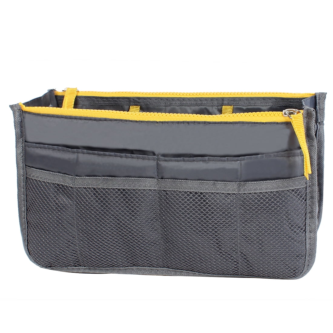 Unique Bargains Cosmetic Makeup Storage Handbag Tote Insert Purse Organizer Gray