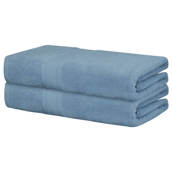 Unique Bargains Cotton 2 Pack Bath Towels Set Quick Dry and Highly Absorbent for Bathroom Dark Blue 28" x 56"