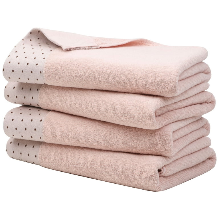 Unique Bargains Cotton 600 GSM Absorbent Bath Towel Set 27 x 54 Misty  Rose 4 Pcs