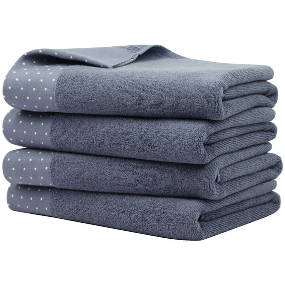 Unique Bargains Hand Towel Set 27" x 54" Soft 100% Combed Cotton 600 GSM Luxury Towels 4 Slate Grey