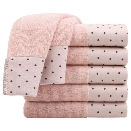 Unique Bargains Cotton 600 GSM Absorbent Hand Towel Set 14" x 30" Misty Rose 6 Pcs