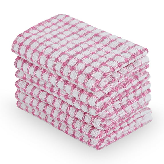 Unique Bargains Cotton Absorbent Kitchen Dish Cleaning Towels Pink