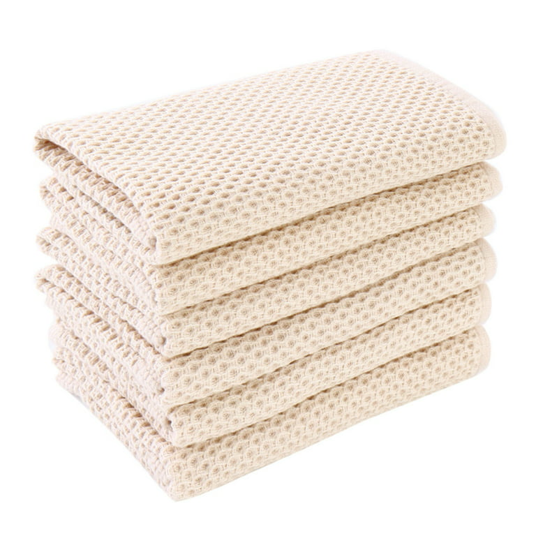 Waffle Weave Kitchen Towels 3 Pc. - Beige