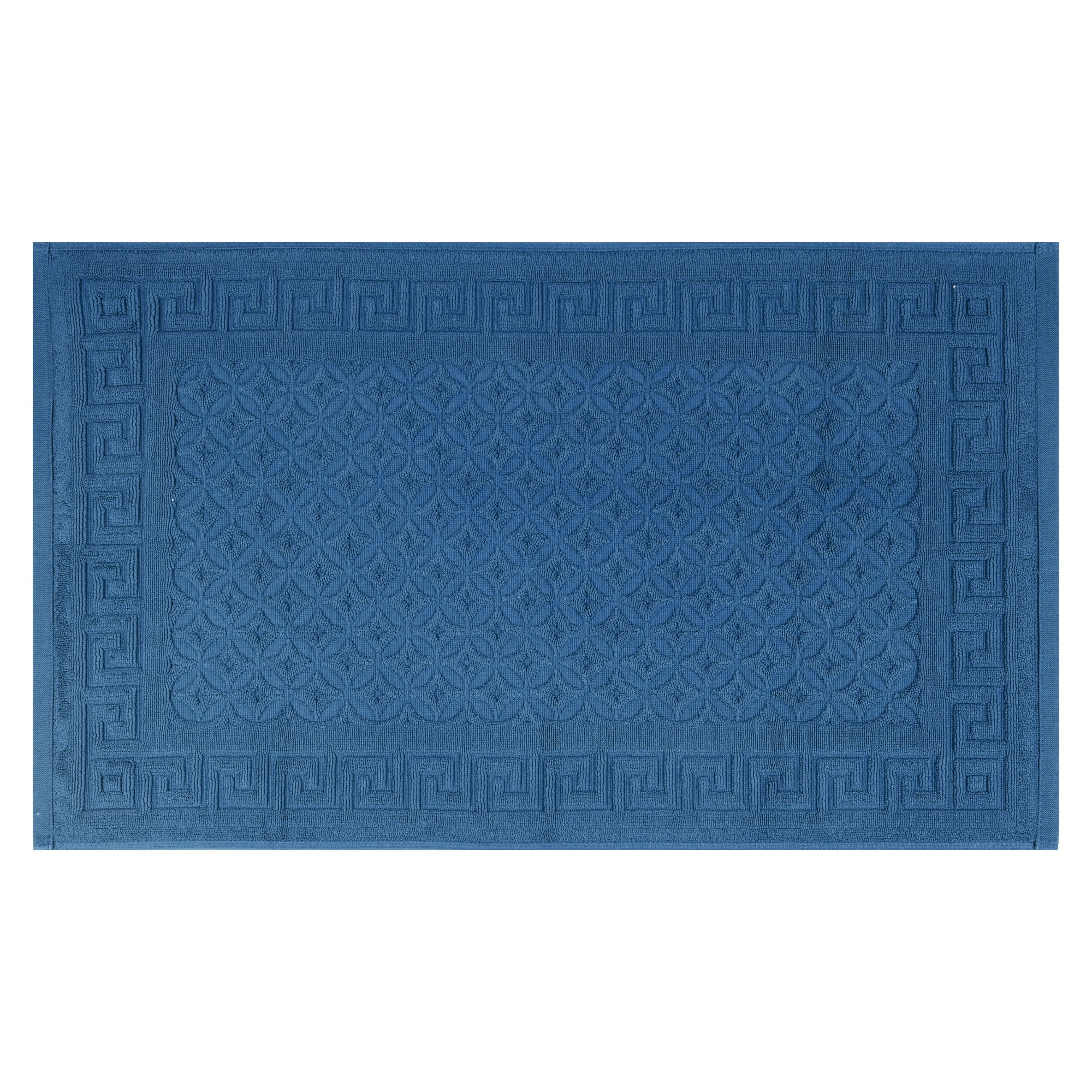 Unique Bargains Cotton Bath Mat Soft Bathroom Rug Absorbent Floor Towel Mats Blue