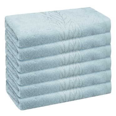 Unique Bargains Cotton Bath Washcloths 6 Pack Solid Breathable Face Towels Light Grey