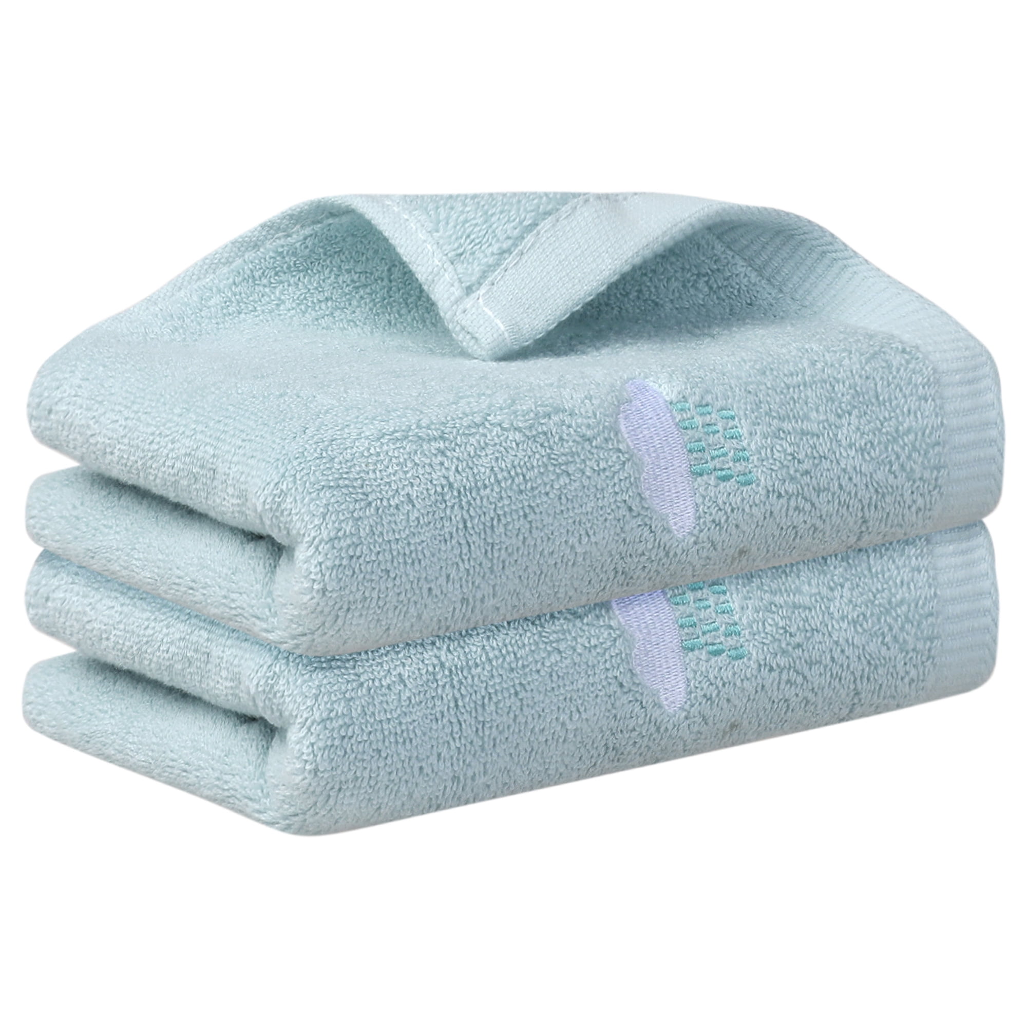 Unique Bargains Cotton Cartoon Pattern Hand Towels Absorbent Decorative Towel Light Blue 2