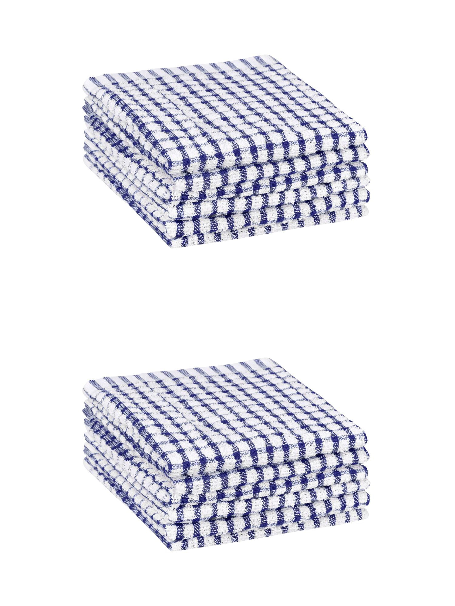 Unique Bargains Cotton Checkered Kitchen Dish Cloth Washable,11" x 16" Blue 12 Pack