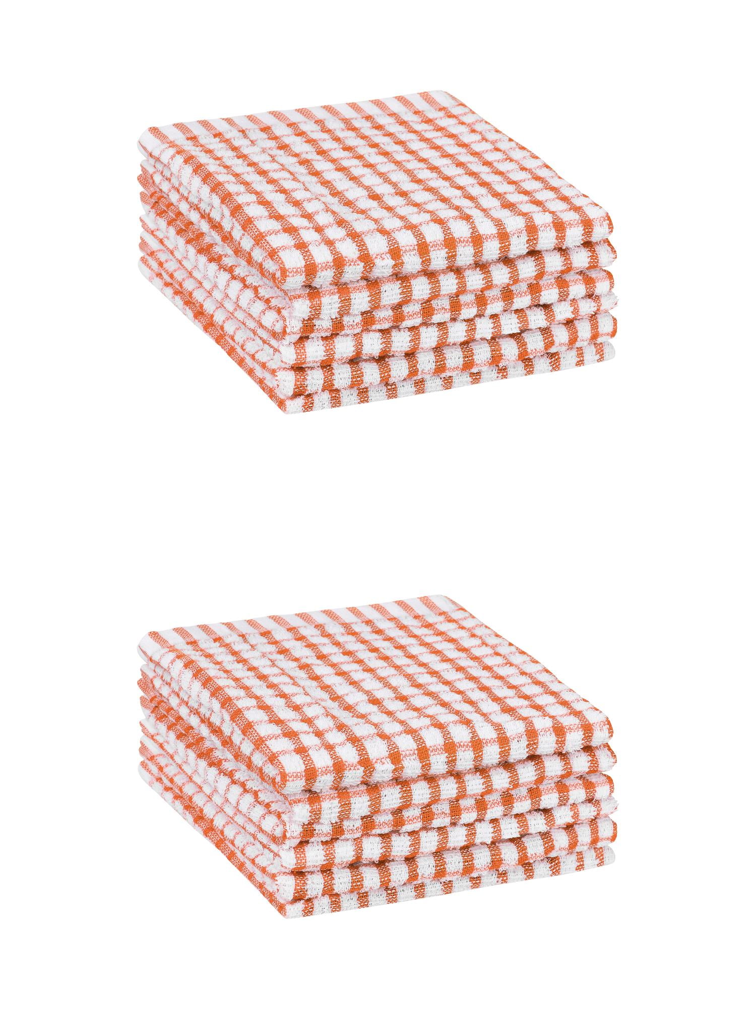 Unique Bargains Cotton Checkered Kitchen Dish Cloth Washable,11" x 16" Orange 12 Pack