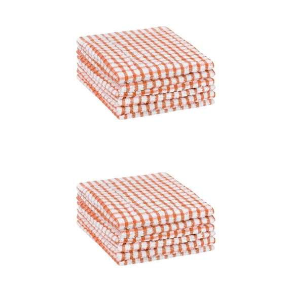 Unique Bargains Cotton Checkered Kitchen Dish Cloth Washable,11" x 16" Orange 12 Pack