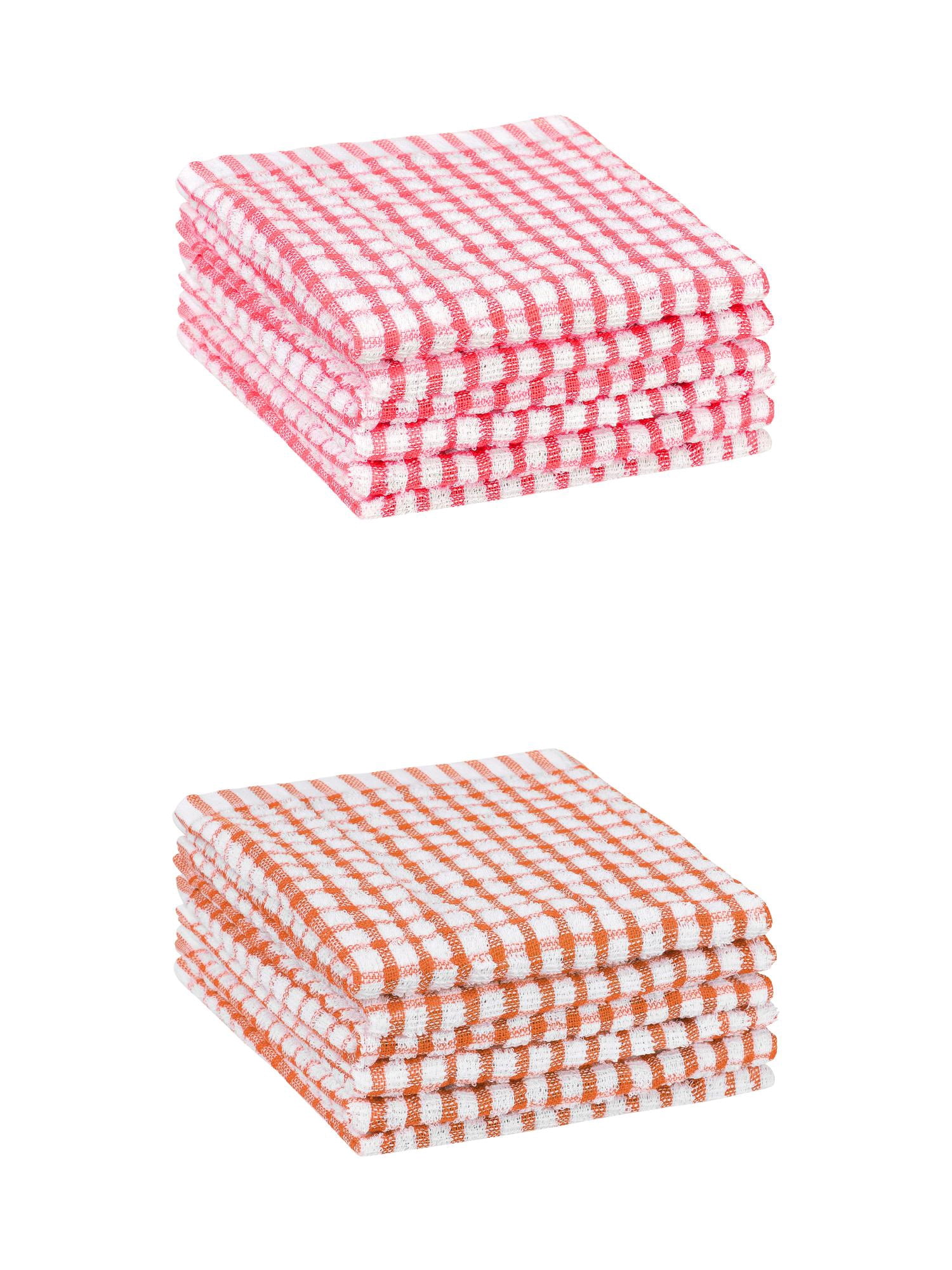 Unique Bargains Cotton Checkered Kitchen Dish Cloth Washable,11" x 16" Orange/Pink 12 Pack