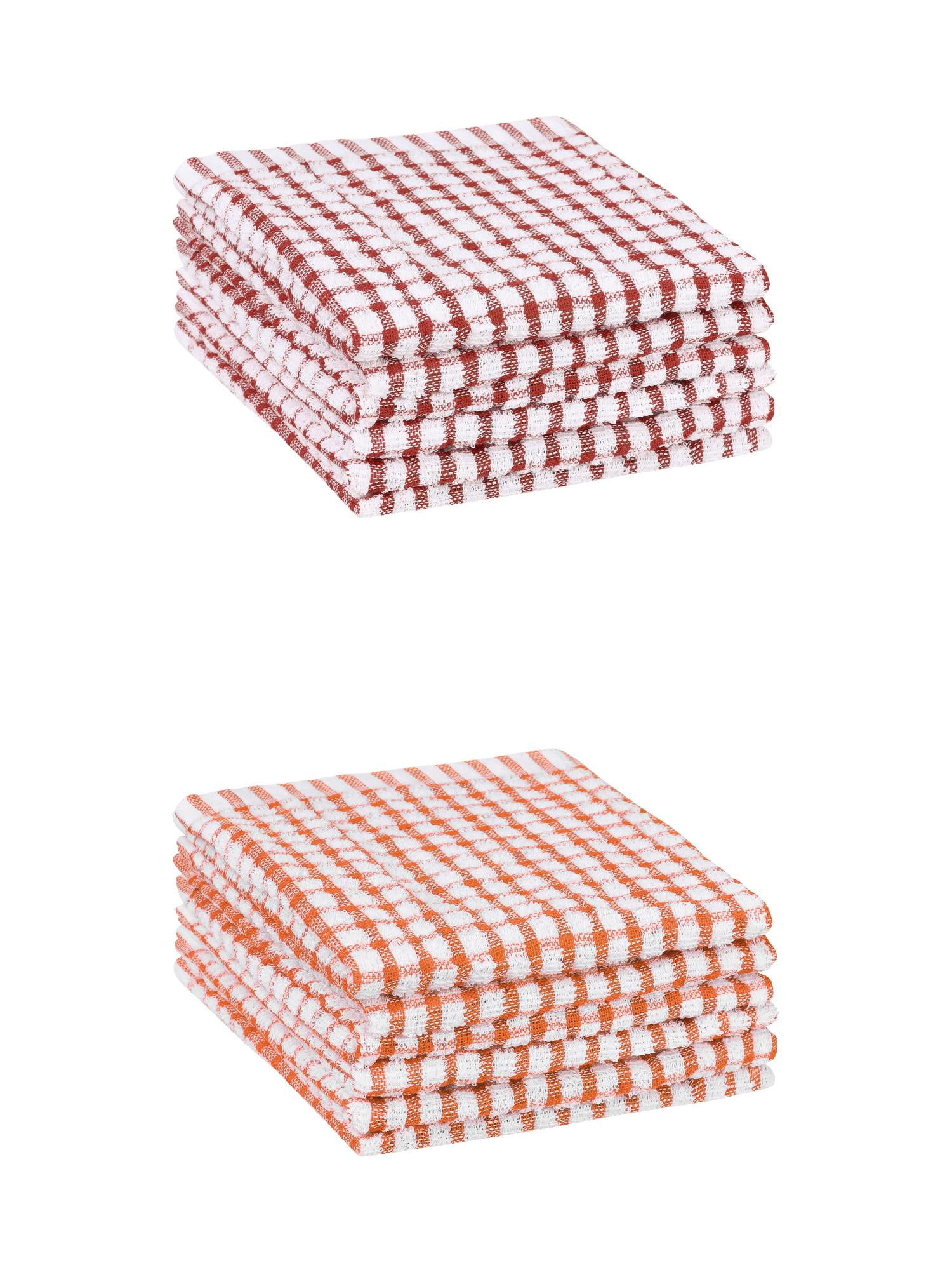 Unique Bargains Cotton Checkered Kitchen Dish Cloth Washable,11" x 16" Orange/Red 12 Pack