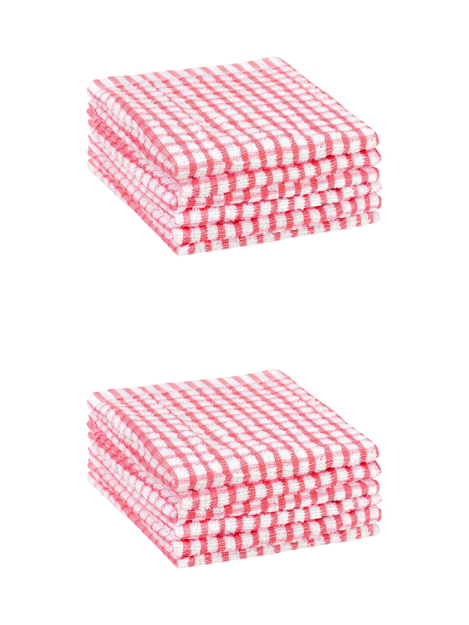 Unique Bargains Cotton Checkered Kitchen Dish Cloth Washable,11" x 16" Pink 12 Pack