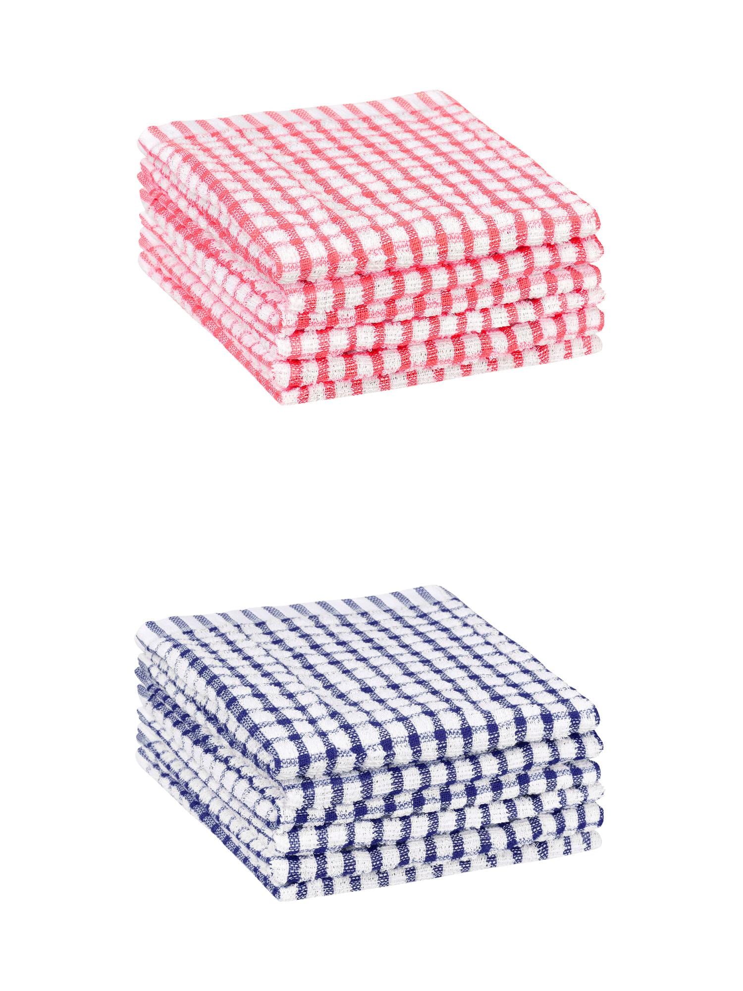 Unique Bargains Cotton Checkered Kitchen Dish Cloth Washable,11" x 16" Pink/Blue 12 Pack