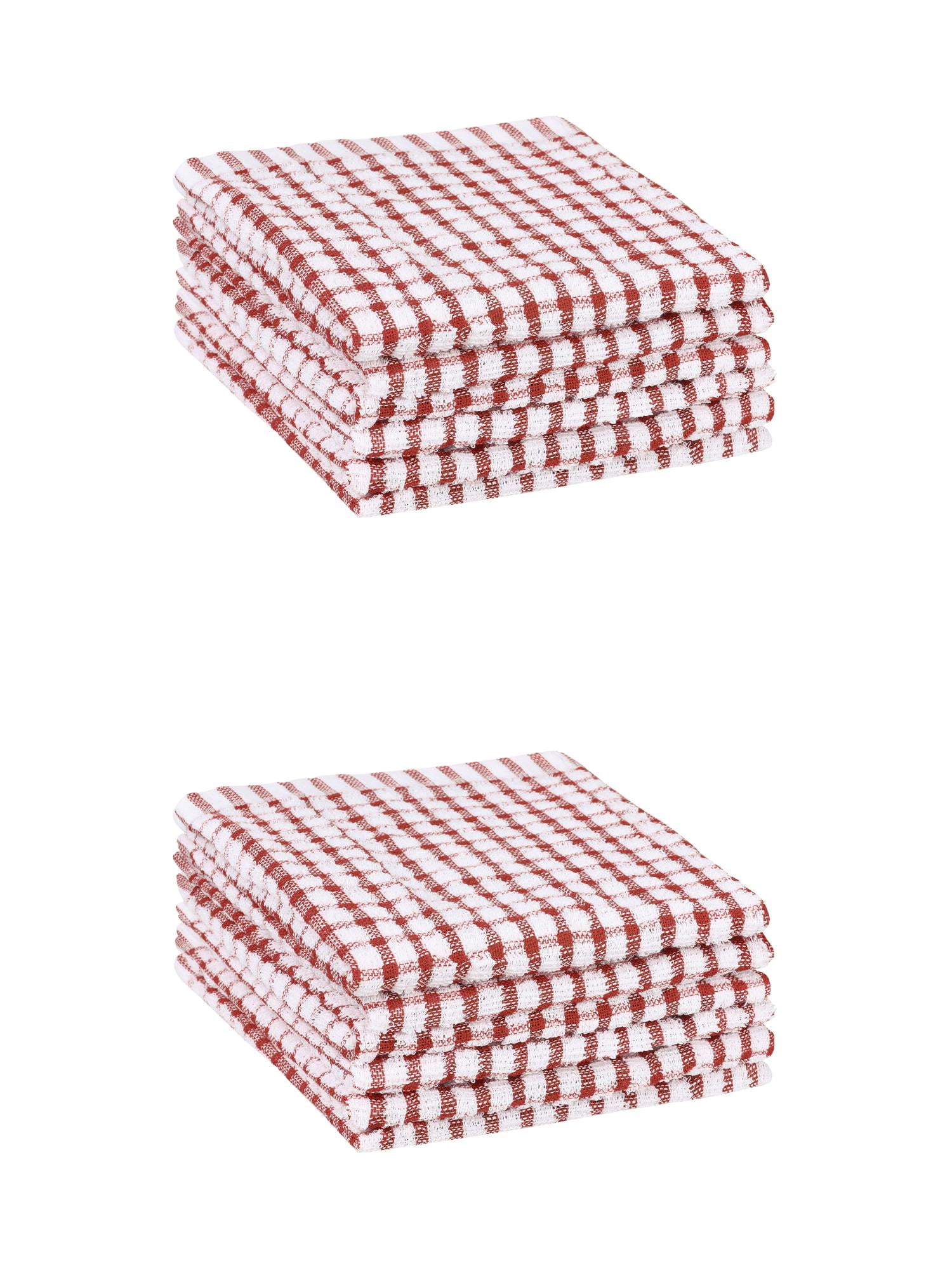 Unique Bargains Cotton Checkered Kitchen Dish Cloth Washable,11" x 16" Red 12 Pack
