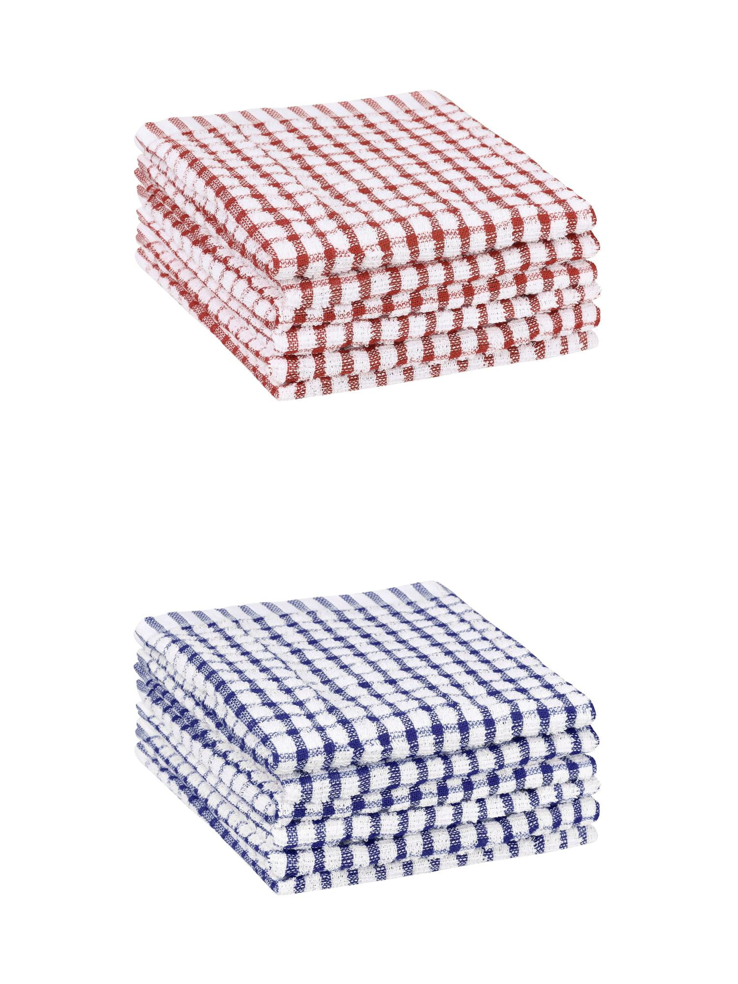 Unique Bargains Cotton Checkered Kitchen Dish Cloth Washable,11" x 16" Red/Blue 12 Pack