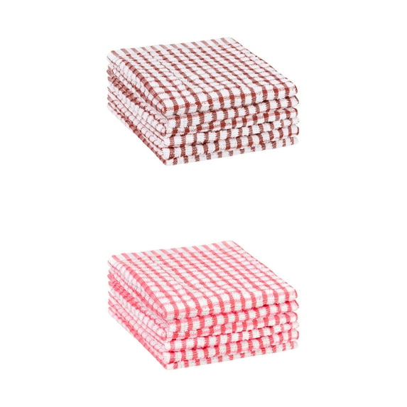 Unique Bargains Cotton Checkered Kitchen Dish Cloth Washable,11" x 16" Red/Pink 12 Pack