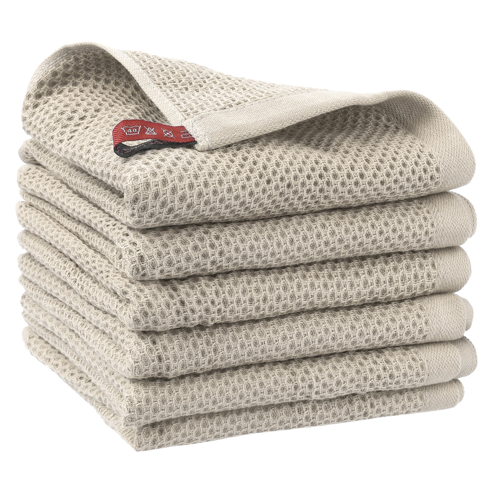Unique Bargains Cotton Cleaning Cloth 6 Pack Cleaning Rag Solid Soft Kitchen Towels Khaki 14" x 28"