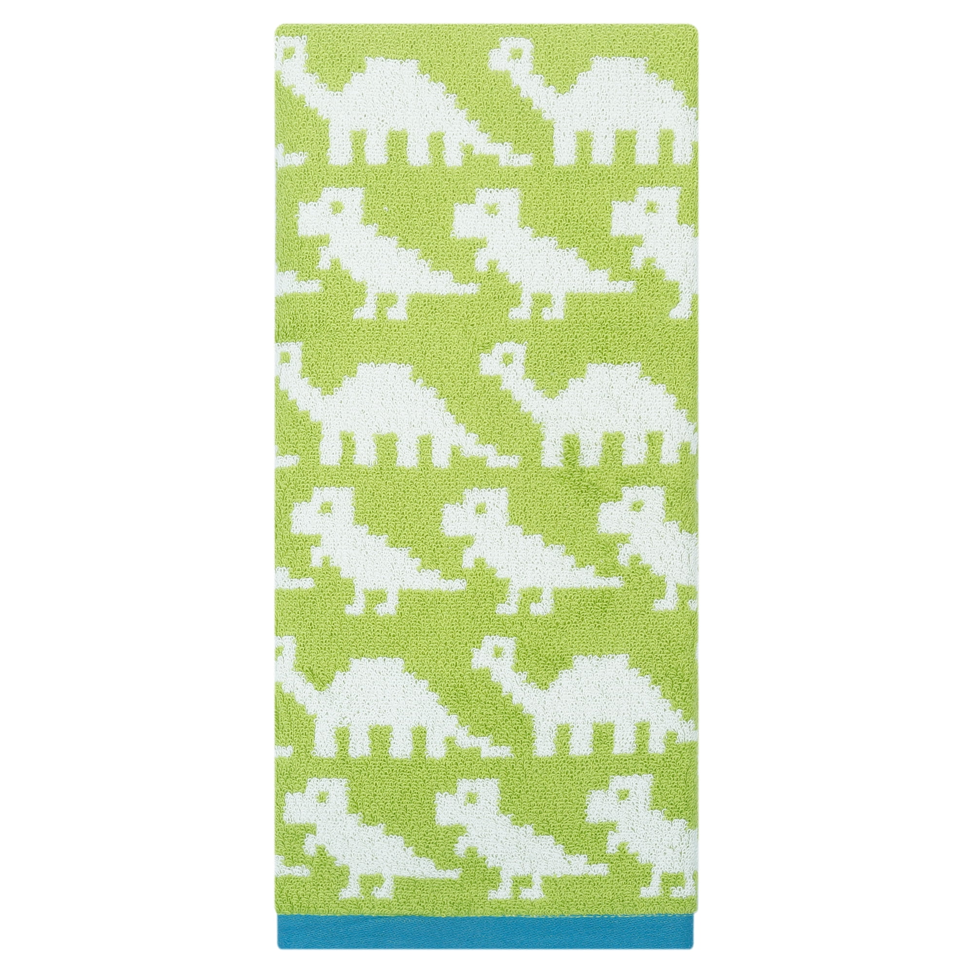 Unique Bargains Cotton Cute Cartoon Jacquard Soft Hand Towel Green 29" x 13"