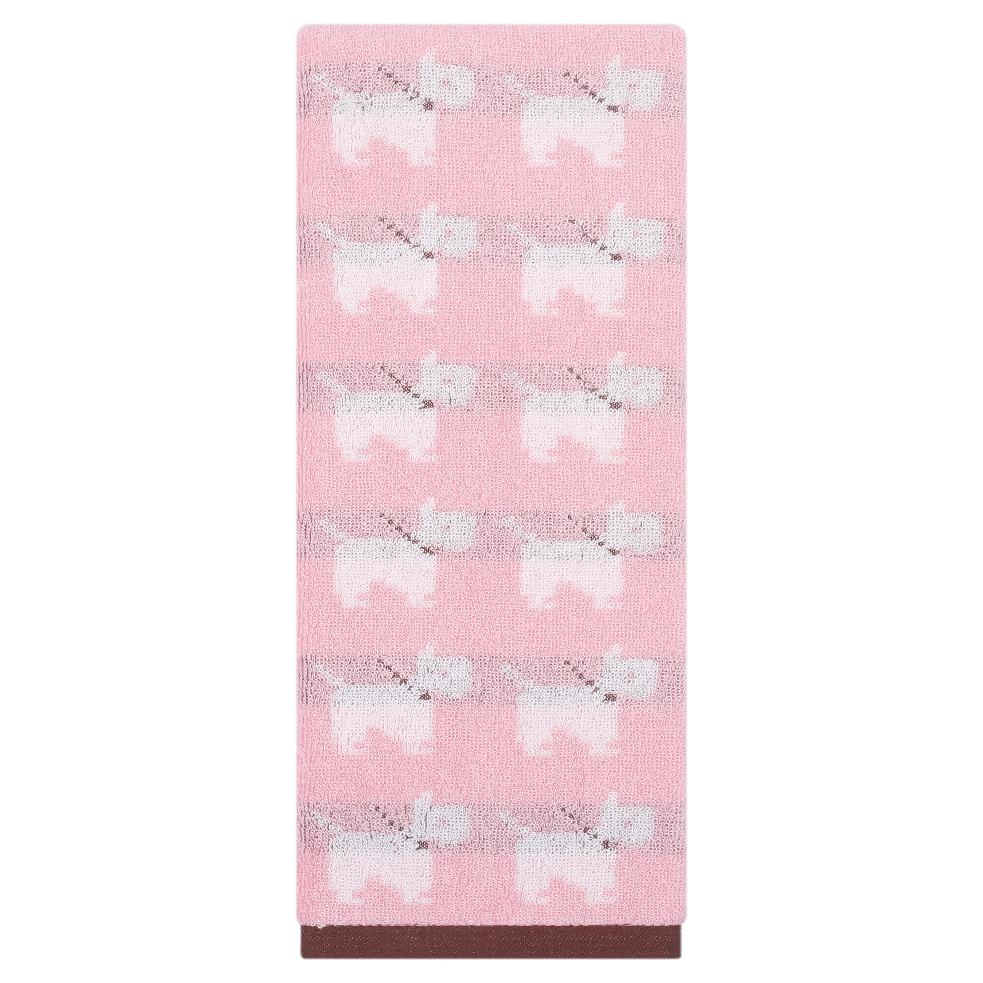 Unique Bargains Cotton Cute Cartoon Jacquard Soft Hand Towel Pink 29" x 13"