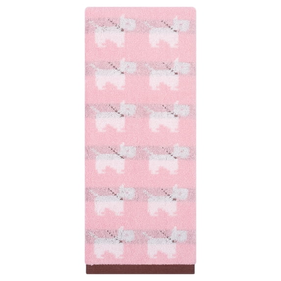 Unique Bargains Cotton Cute Cartoon Jacquard Soft Hand Towel Pink 29" x 13"