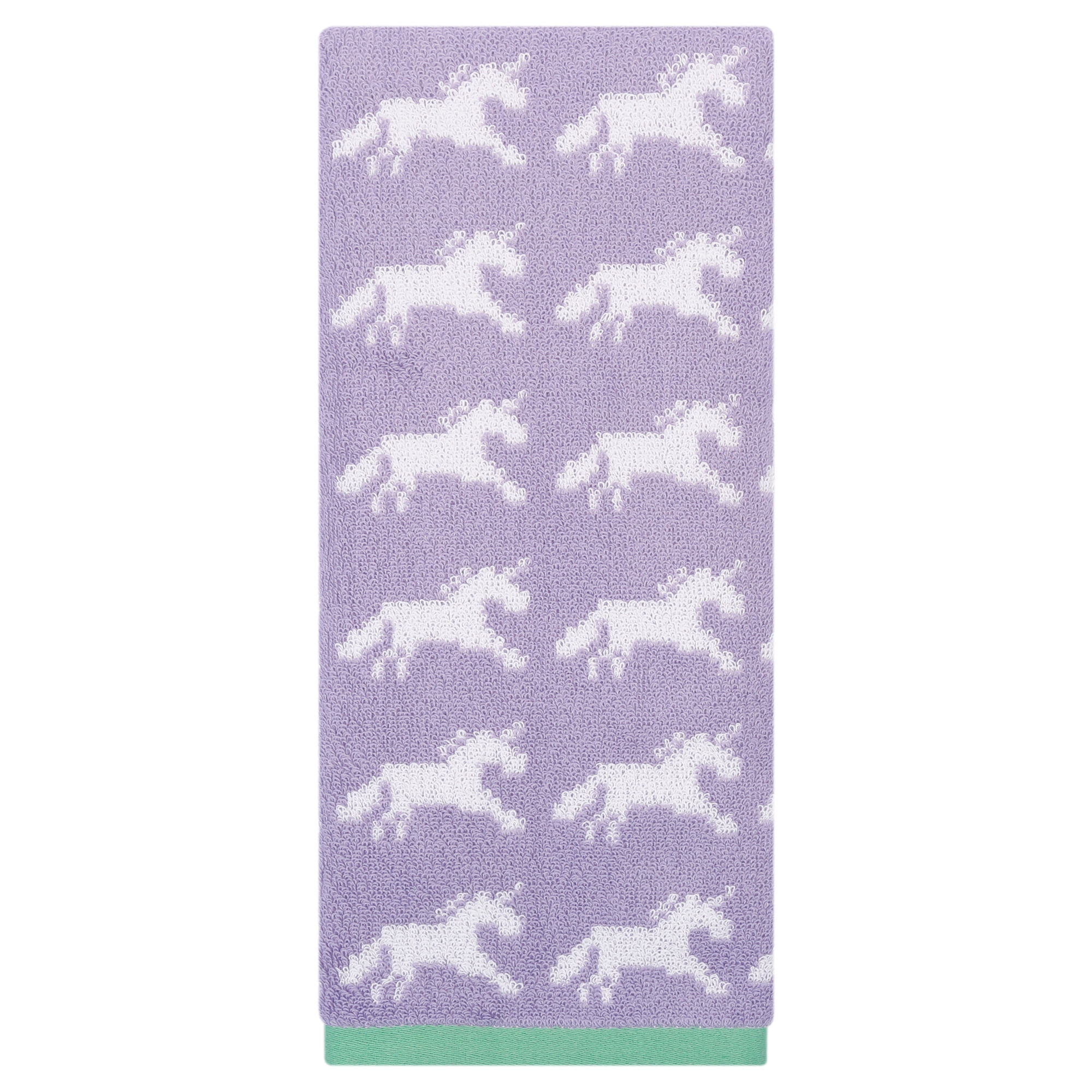 Unique Bargains Cotton Cute Cartoon Jacquard Soft Hand Towel Purple 29" x 13"