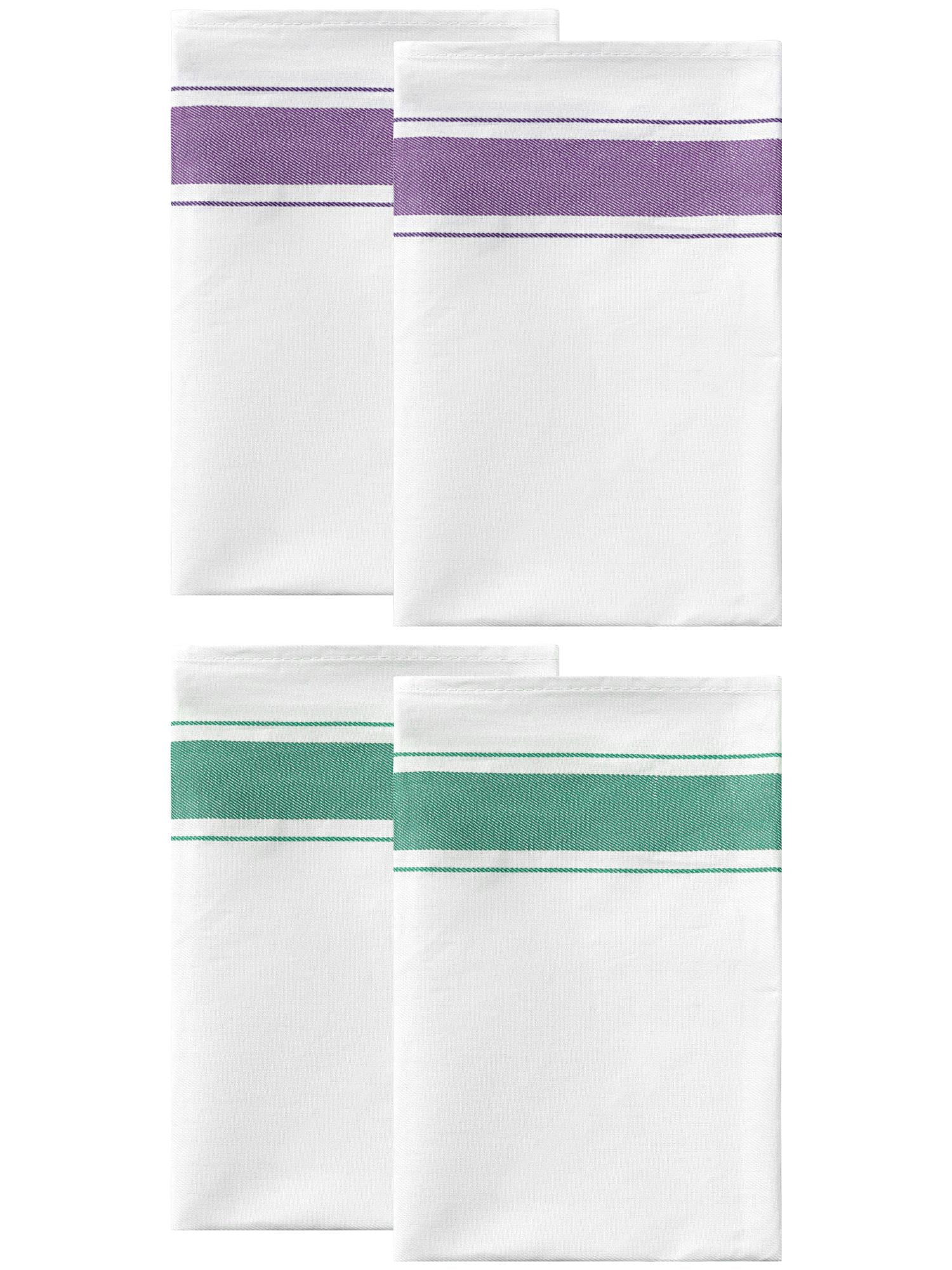 Unique Bargains Cotton Dish Clean Towels Kitchen Dishcloth Set Green/Purple 20" x 28" - 4 pack