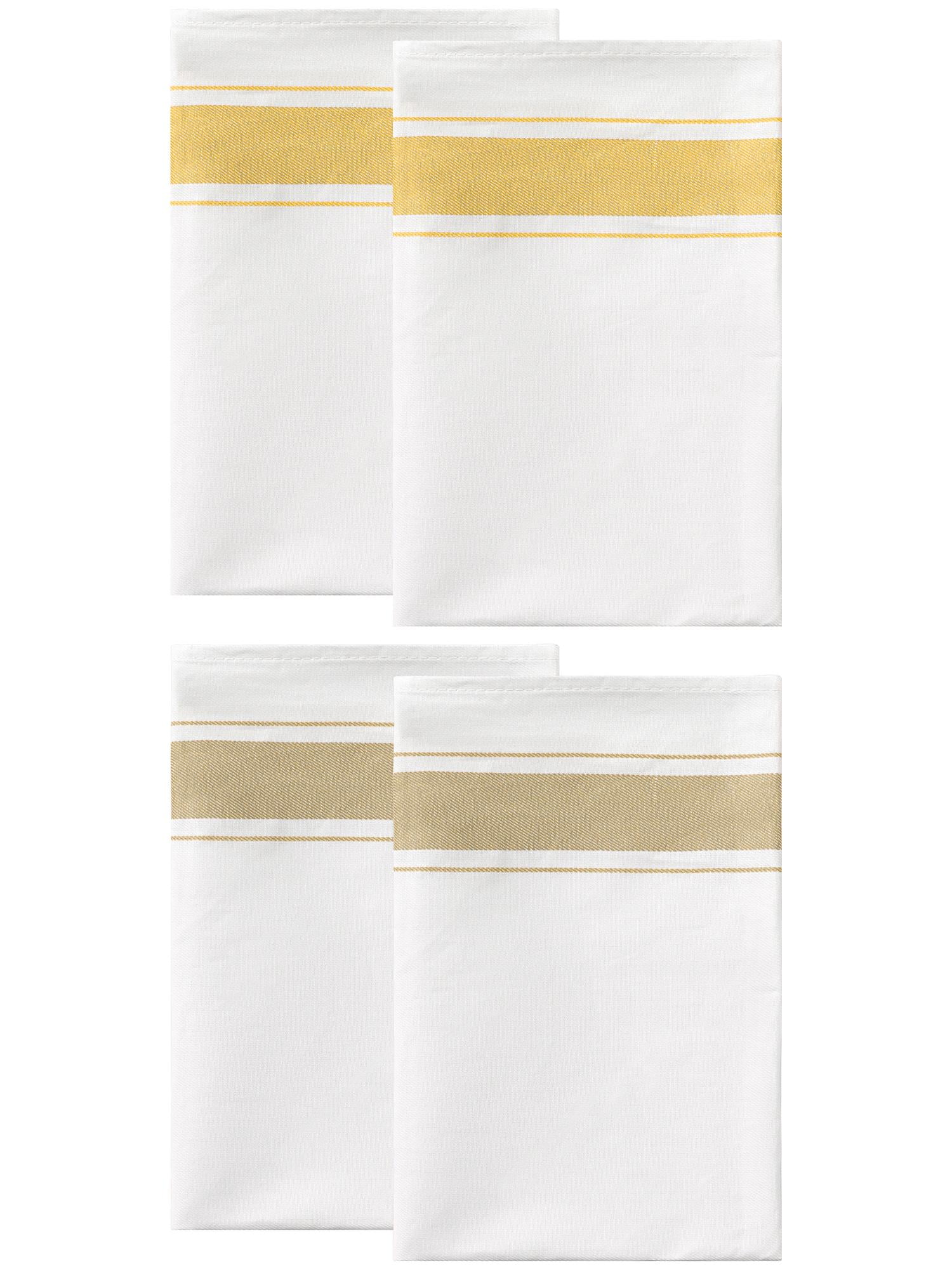 Unique Bargains Cotton Dish Clean Towels Kitchen Dishcloth Set Yellow/Brown 20" x 28" - 4 pack