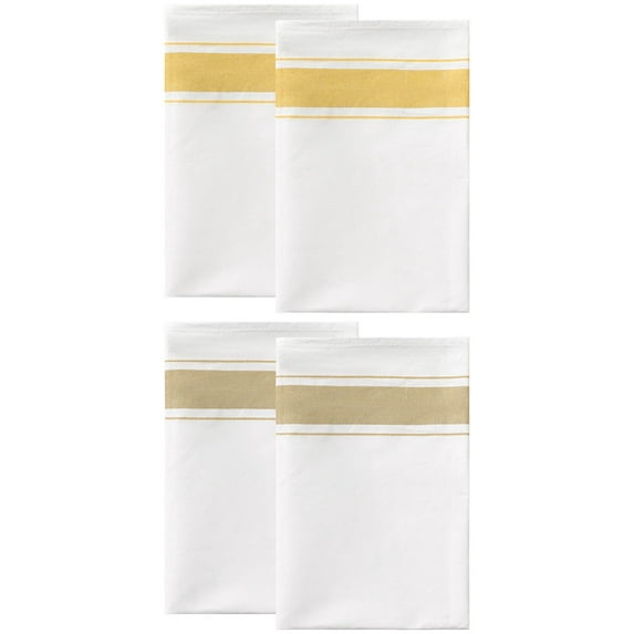 Unique Bargains Cotton Dish Clean Towels Kitchen Dishcloth Set Yellow/Brown 20" x 28" - 4 pack