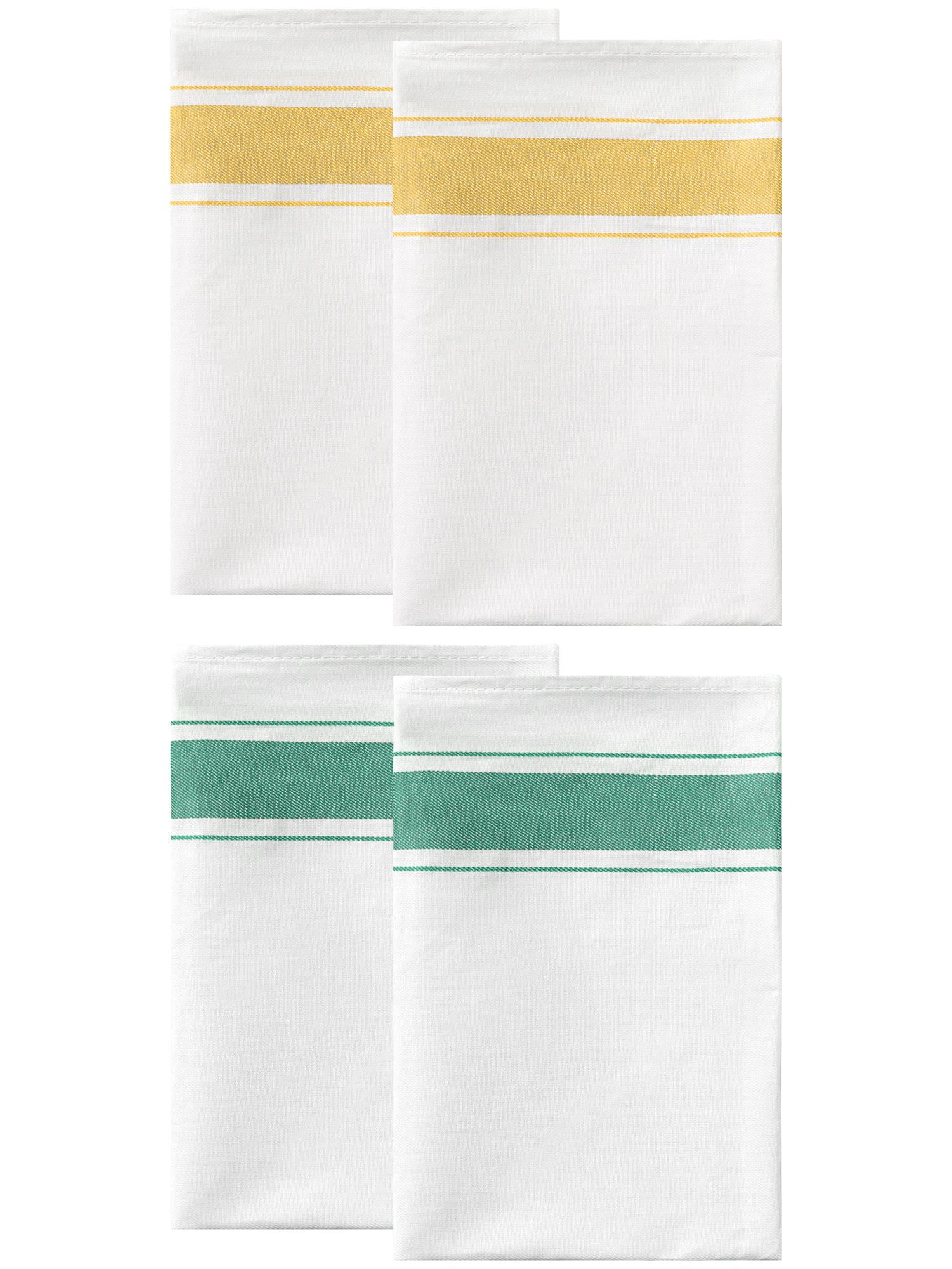 Unique Bargains Cotton Dish Clean Towels Kitchen Dishcloth Set Yellow/Green 20" x 28" - 4 pack