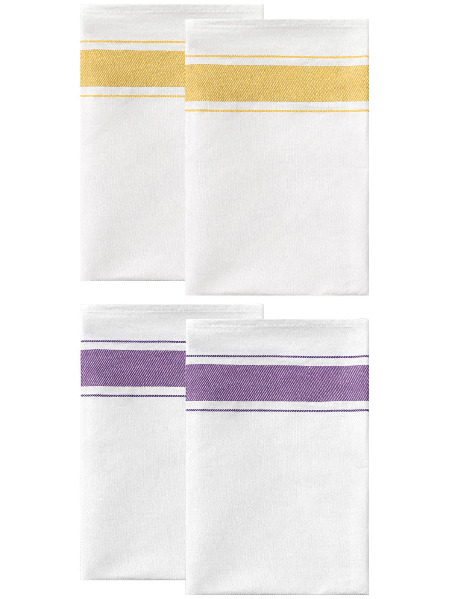 Unique Bargains Cotton Dish Clean Towels Kitchen Dishcloth Set Yellow/Purple 20" x 28" - 4 pack