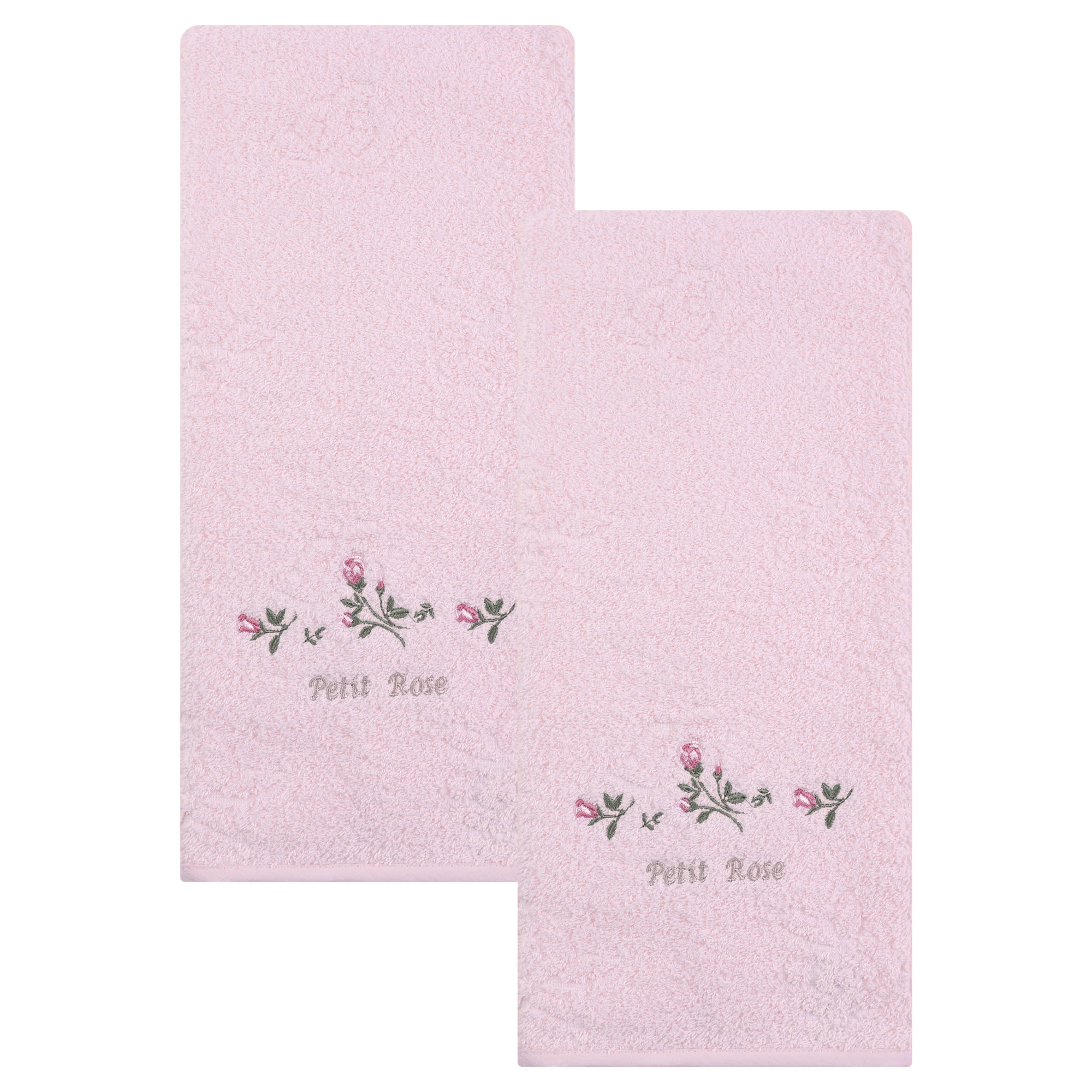 Unique Bargains Cotton Embroidered Floral Hand Towels Red 29" x 13"