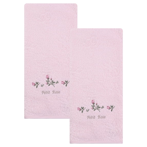 Unique Bargains Cotton Embroidered Floral Hand Towels Red 29" x 13"