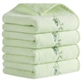 thumbnail image 1 of Unique Bargains Cotton Floral Embroidered Absorbent Towel Set Green 4 Pcs, 1 of 4