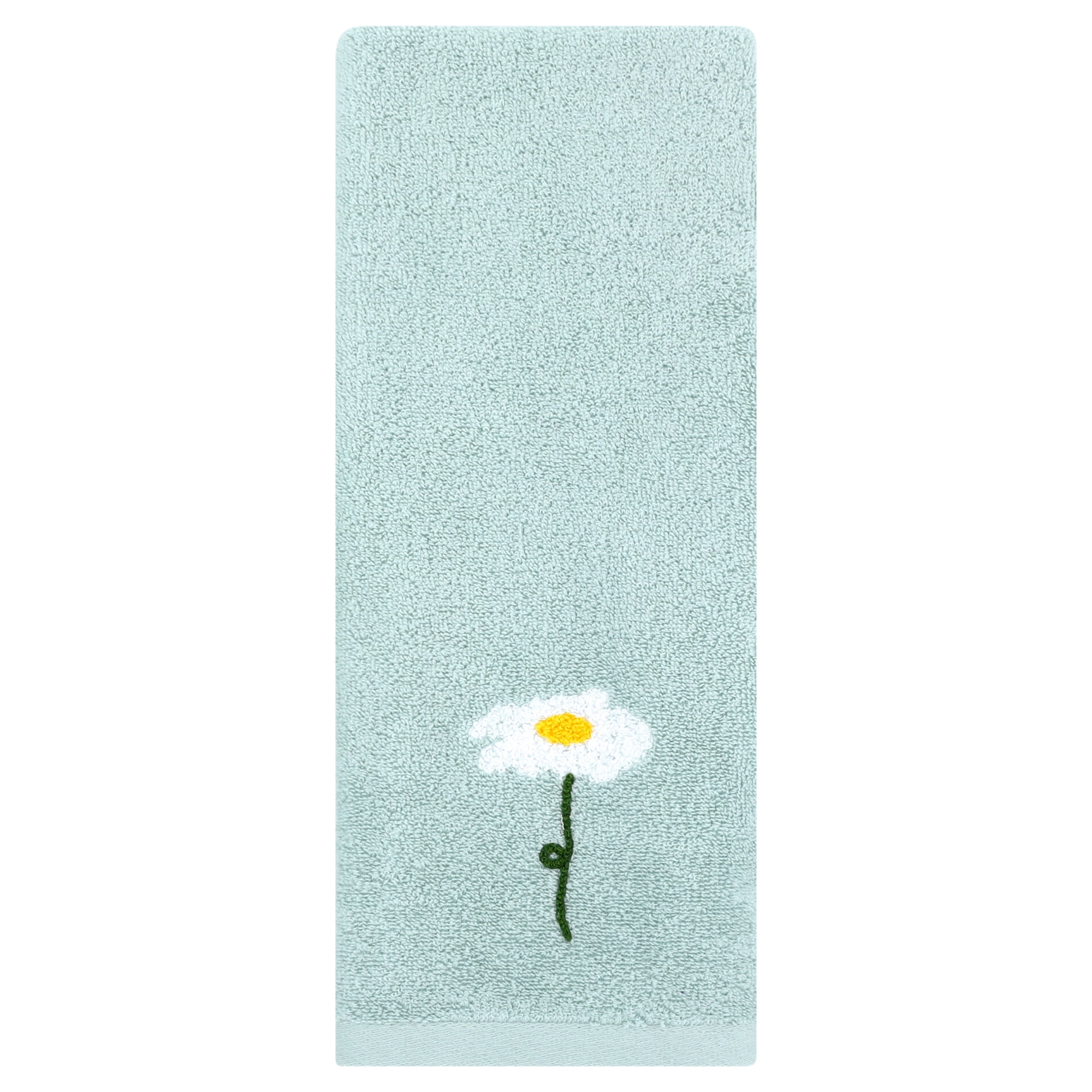 Unique Bargains Cotton Floral Hand Towels Absorbent Towel Set Blue 1-Piece