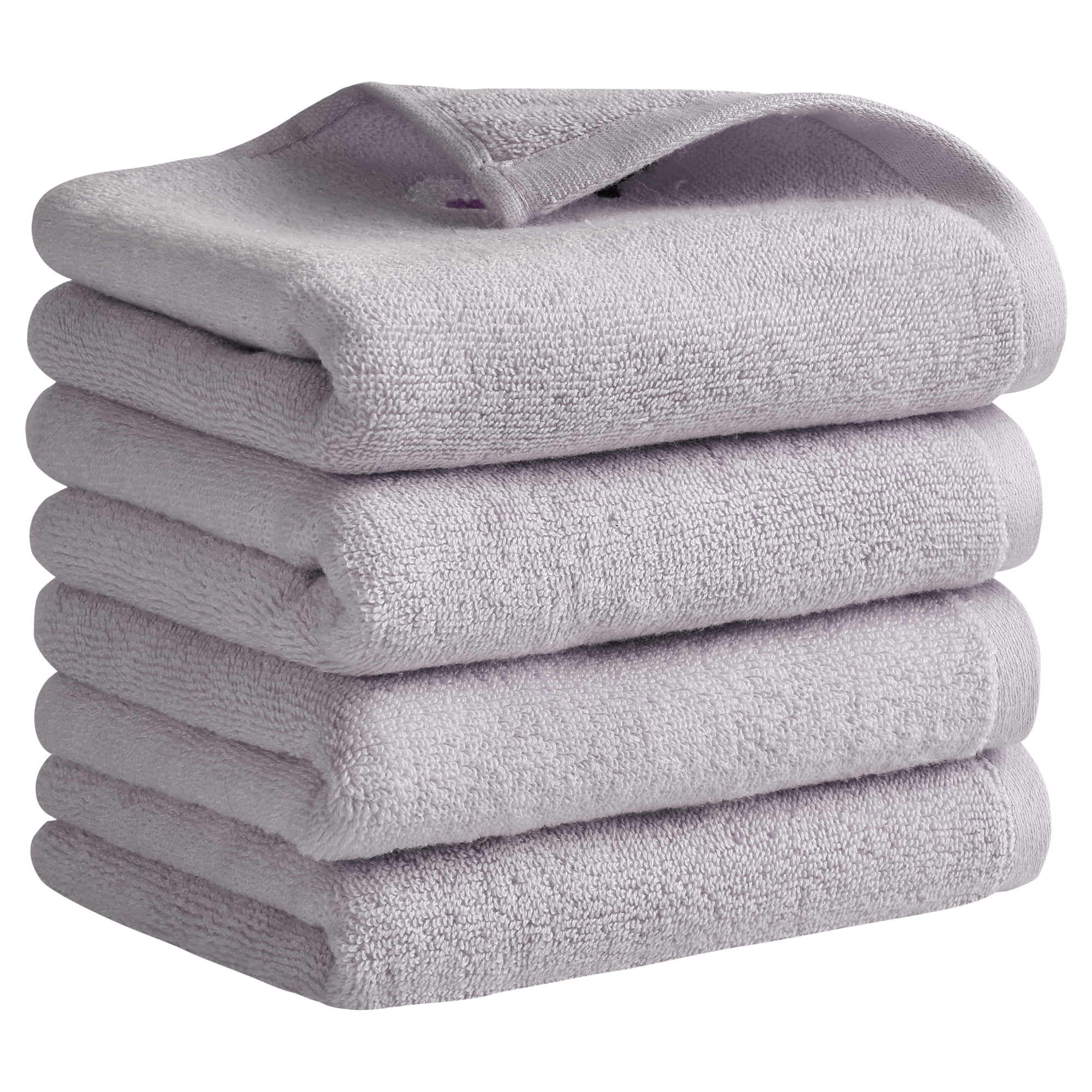 Unique Bargains Cotton Floral Hand Towels Absorbent Towel Set Grey 4-Pieces