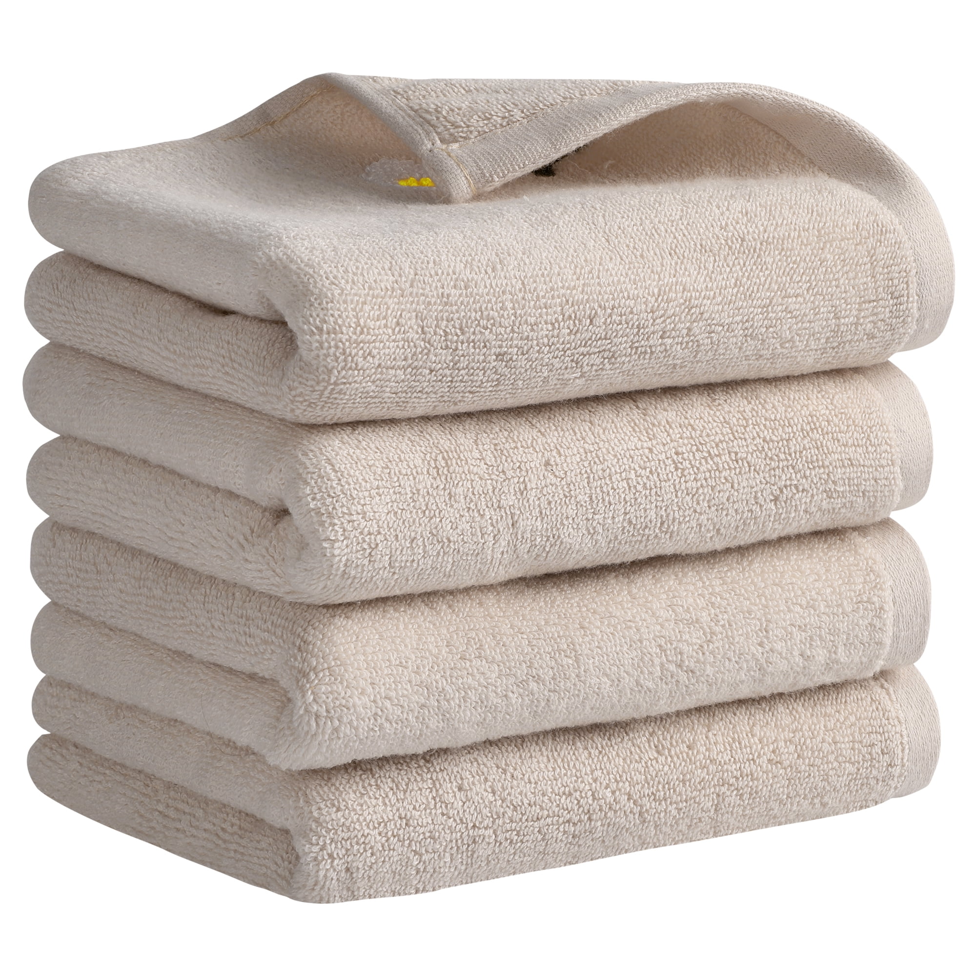 Unique Bargains Cotton Floral Hand Towels Absorbent Towel Set Light Brown 4-Pieces