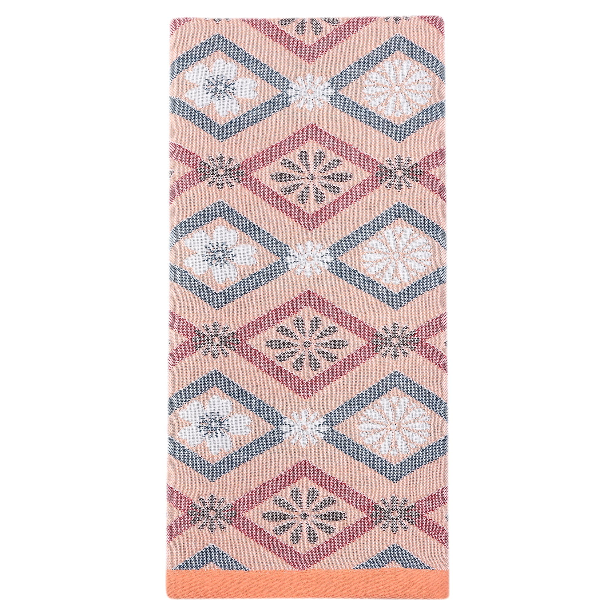 Unique Bargains Cotton  Floral Jacquard Hand Towel Orange Cherry Blossom 1pc
