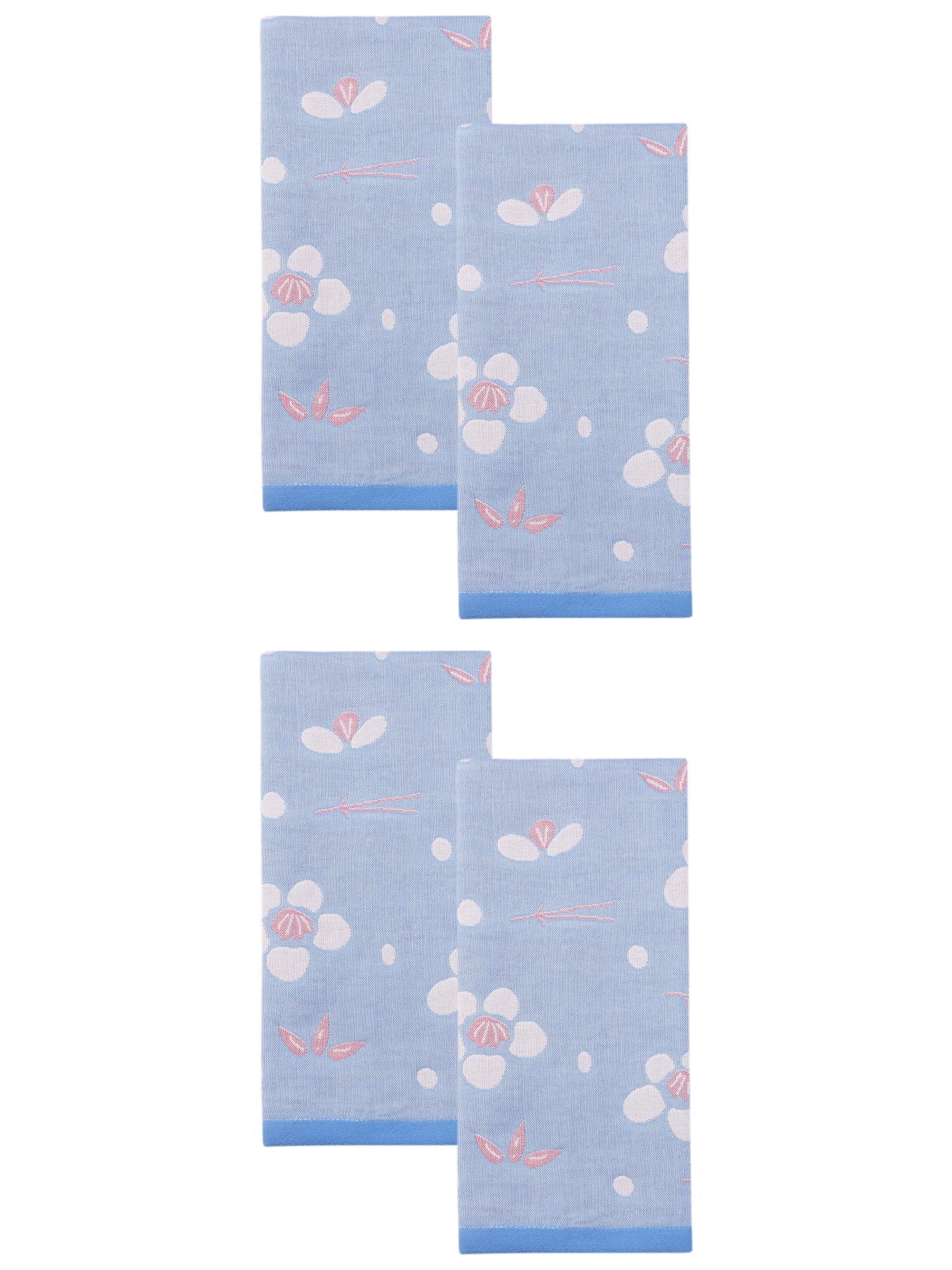 Unique Bargains Cotton Floral Jacquard Hand Towel Soft Absorbent Towel Gray Blue 29" x 13"
