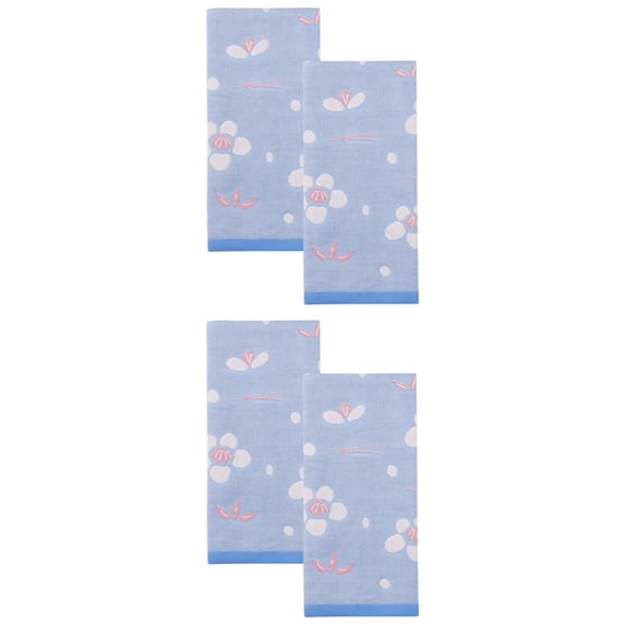 Unique Bargains Cotton Floral Jacquard Hand Towel Soft Absorbent Towel Gray Blue 29" x 13"