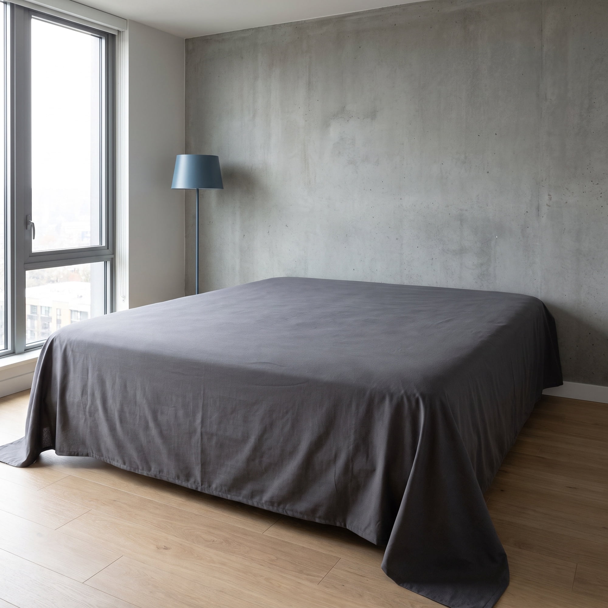 Unique Bargains Cotton Gauze Bed Sheet Soft Flat Sheet Cozy Bedding Gray 91"x96"