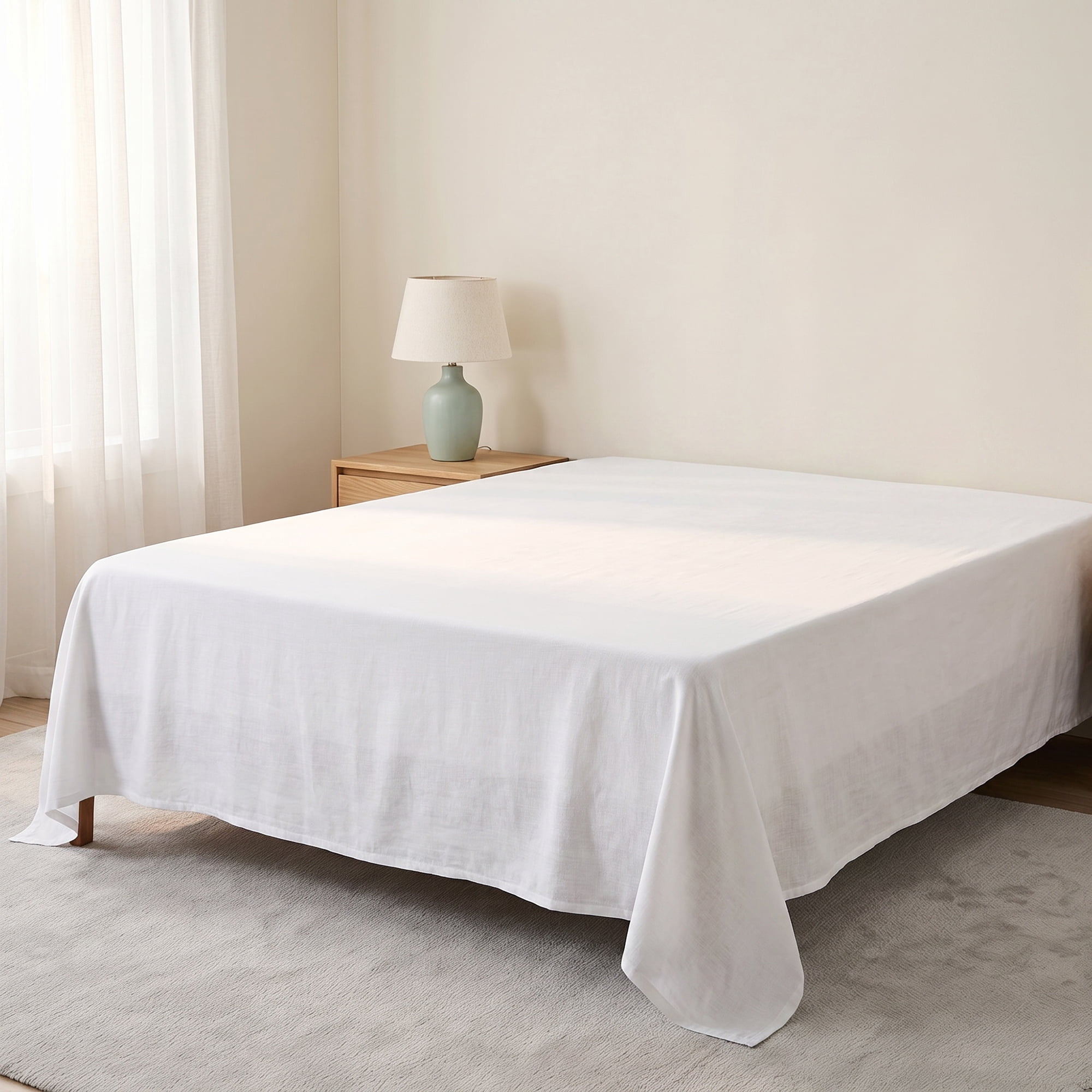 Unique Bargains Cotton Gauze Bed Sheet Soft Flat Sheet Cozy Bedding White 96"x106"
