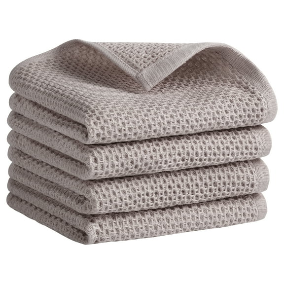 Unique Bargains Cotton Hand Towel Set Waffle Hand Towels Camel 4-Pieces