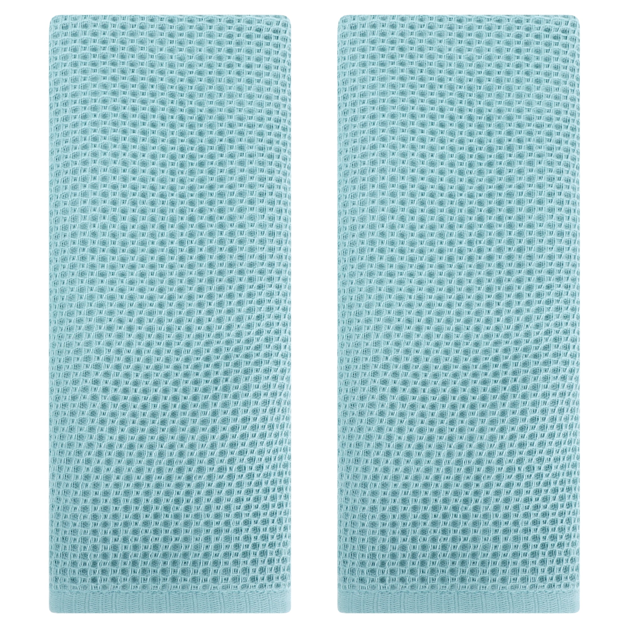 Unique Bargains Cotton Hand Towel Set Waffle Hand Towels Light Blue 2-Pieces