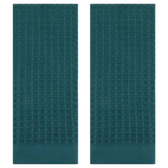 Unique Bargains Cotton Hand Towel Set of 2 Dark Green 14" x 30"