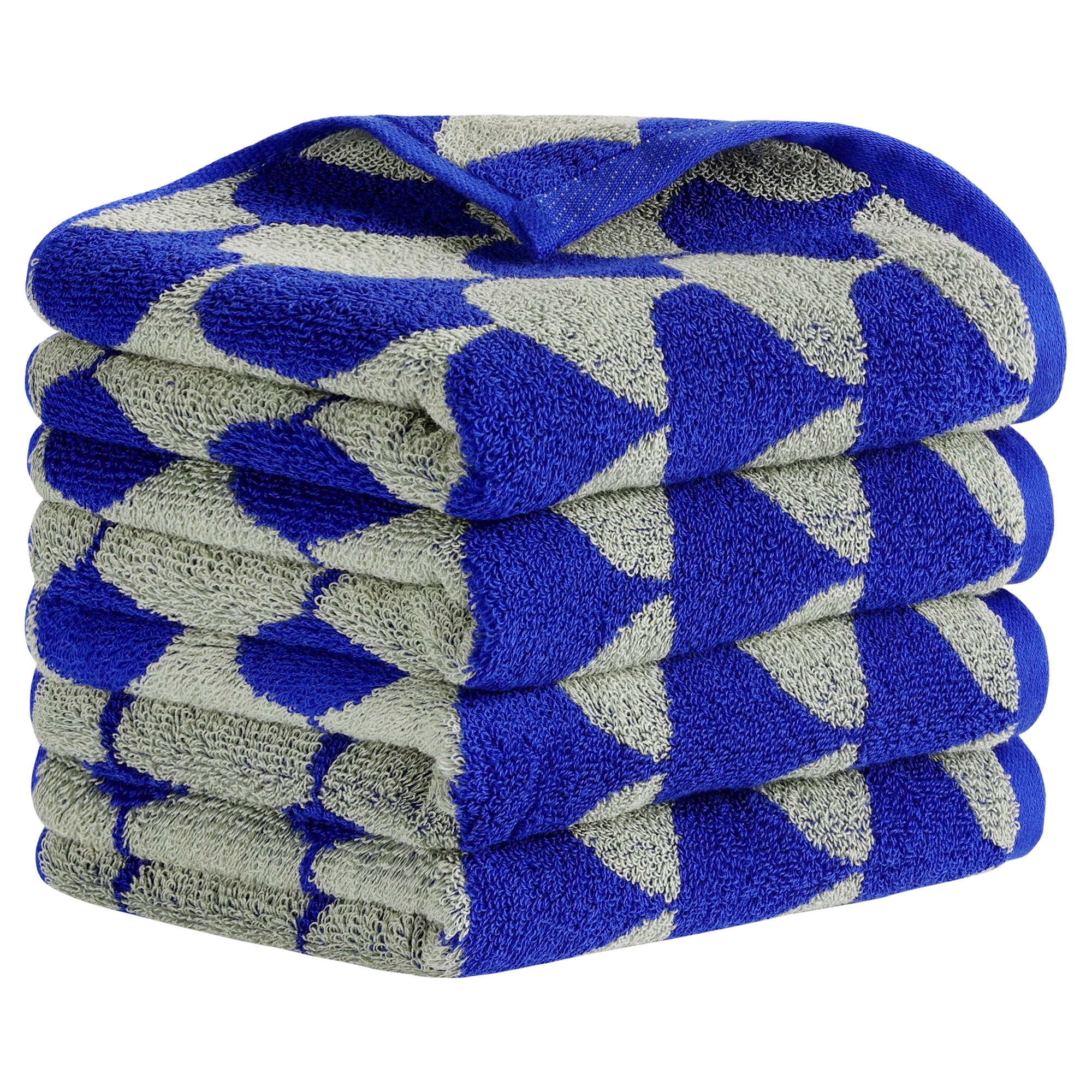 Unique Bargains Cotton Hand Towels Absorbent Hand Towel Blue 4-Piece