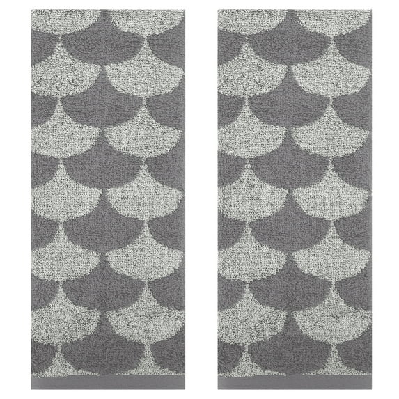 Unique Bargains Cotton Hand Towels Absorbent Hand Towel Grey 2-Piece