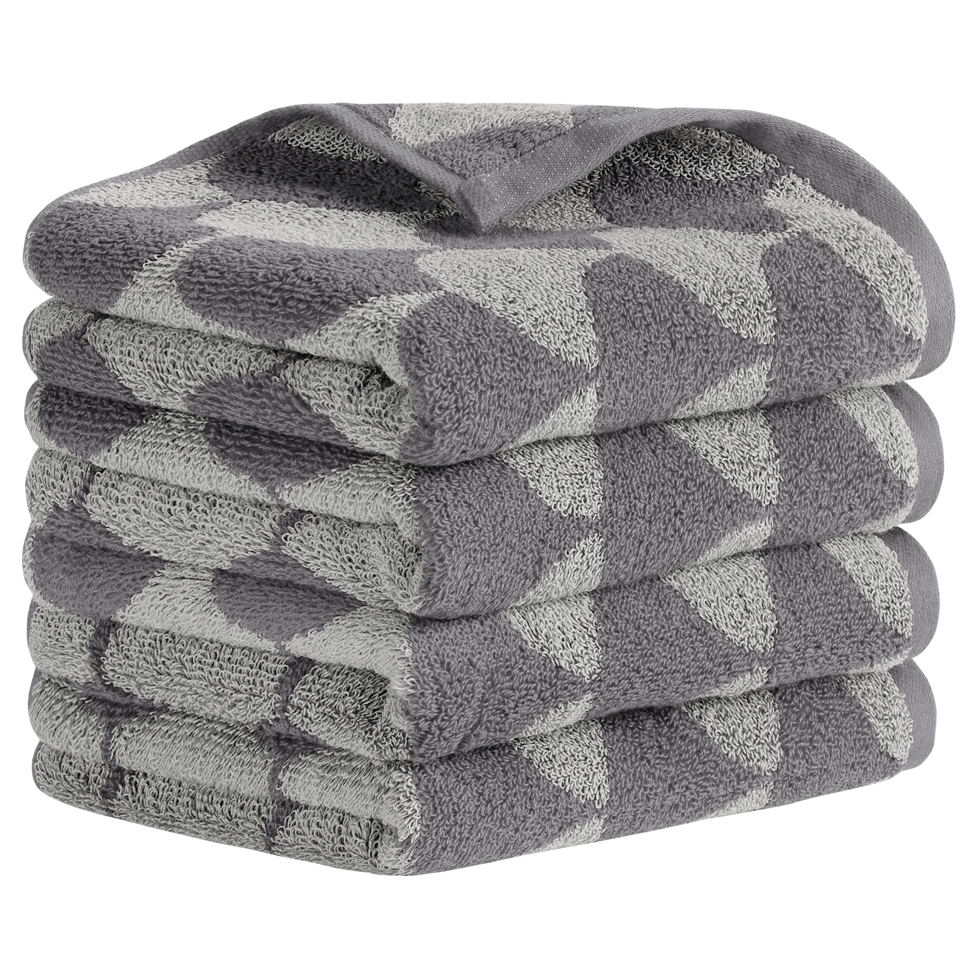Unique Bargains Cotton Hand Towels Absorbent Hand Towel Grey 4-Piece