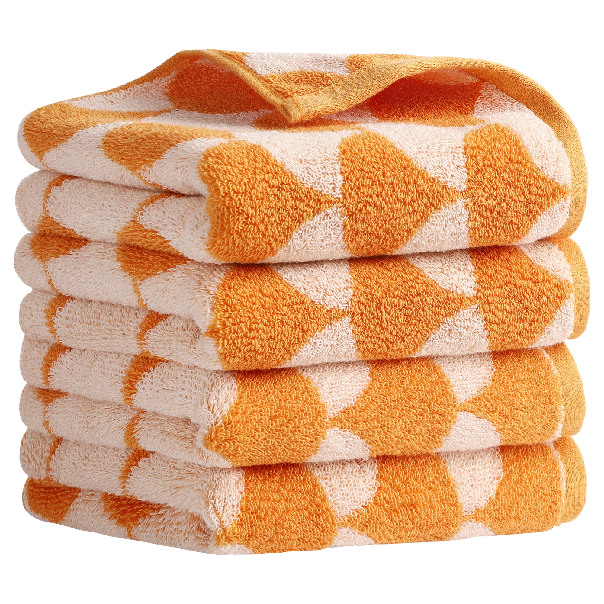 Unique Bargains Cotton Hand Towels Absorbent Hand Towel Orange 4-Piece